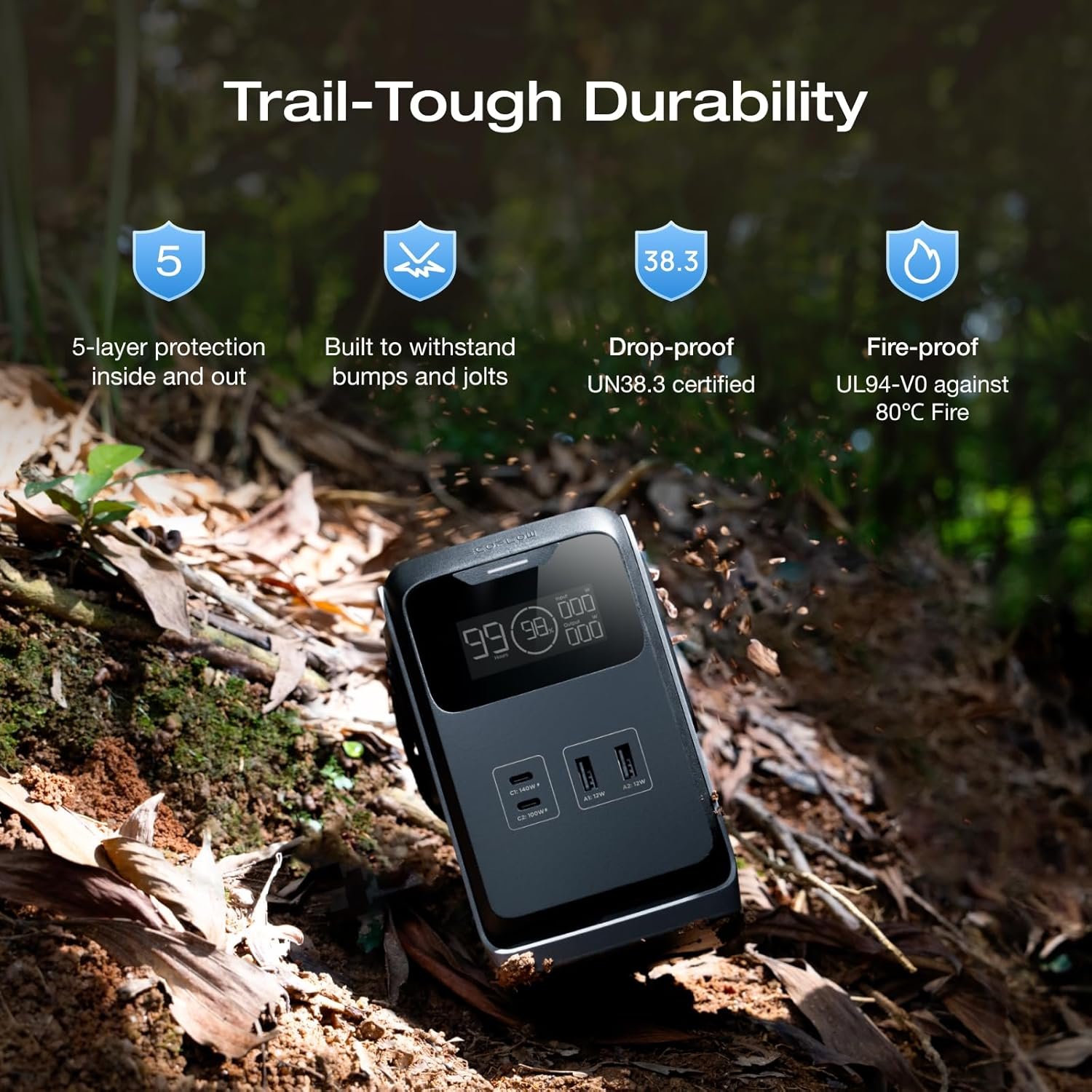 ECOFLOW Trail 200 DC Portable Power Station, 192Wh Ultra-light LFP Battery Bank with Handle, 220W Solar Generator, Fast Charge, 4 Output Port, Drop-Proof, 0 Noise for Outdoor Camping/Travel/Emergency - Image 6