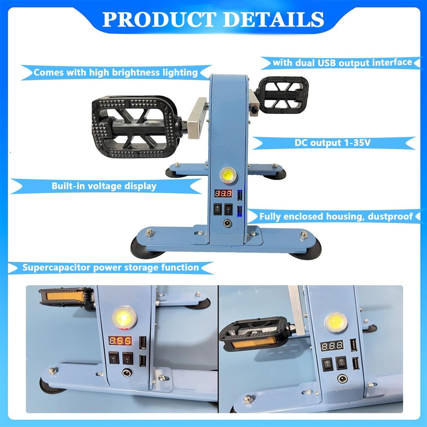 DRFGHK Pedal Generator, 100W Portable Foot Pedal Generator, Emergency Power Supply - Image 3