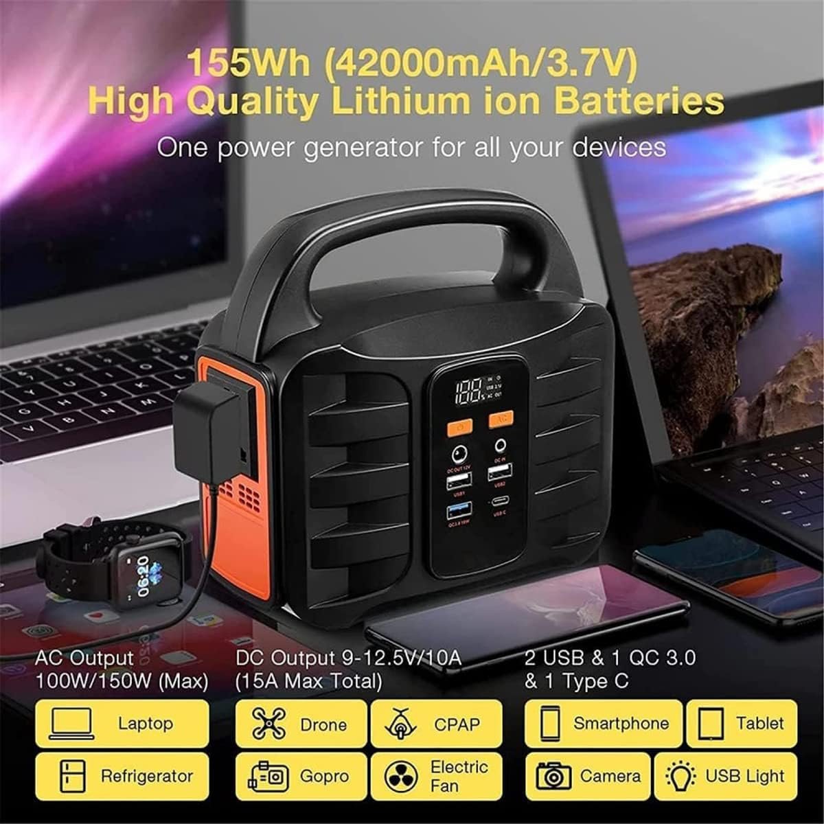 Solar Generator Portable Power Station 150W 80000mAh Emergency Power Supply for Home, Camping, RV Trips, and Outdoor Adventures - Image 6