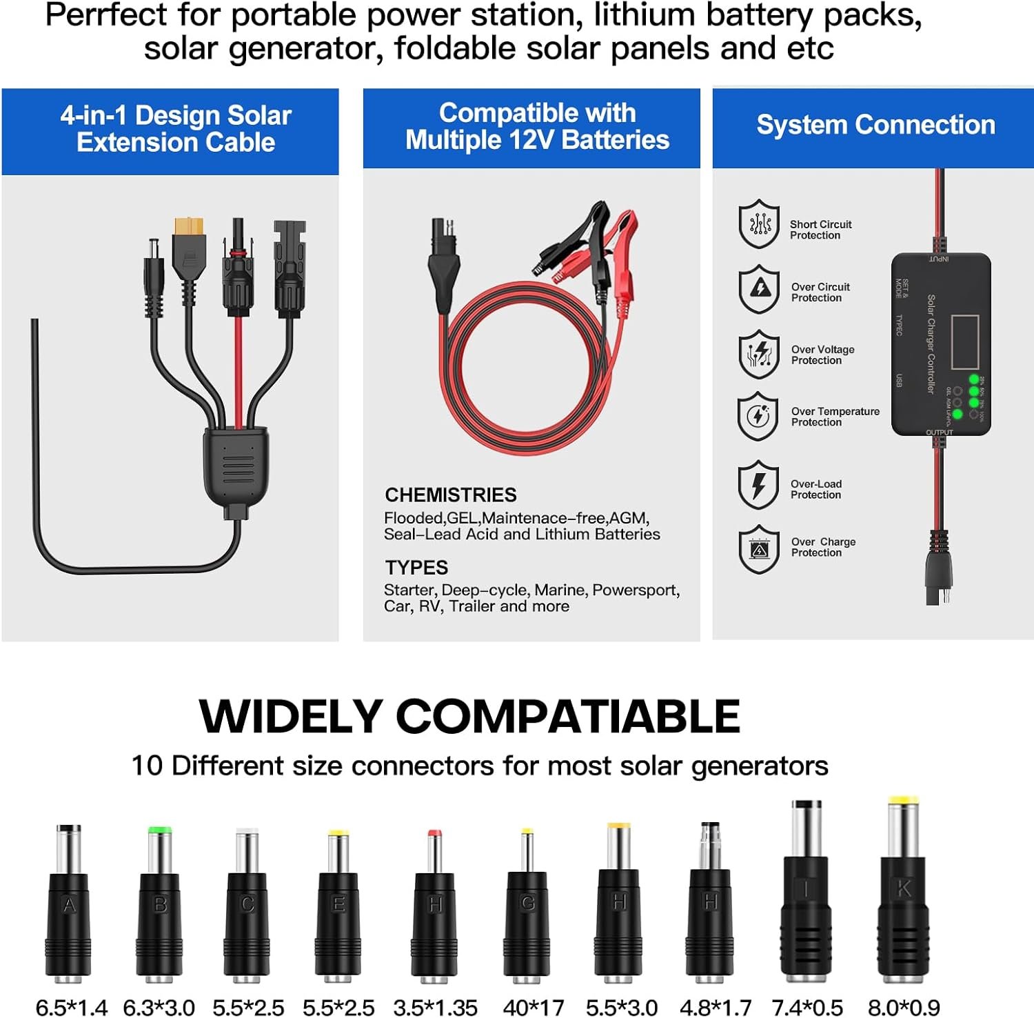 Panana 220W Foldable Solar Panel, 18V Portable Monocrystalline Solar Suitcase with SAE Connector Kit, Charge Controller, Mount Bracket for Off Grid Camping Car RV Marine Boat Battery (220W) - Image 5