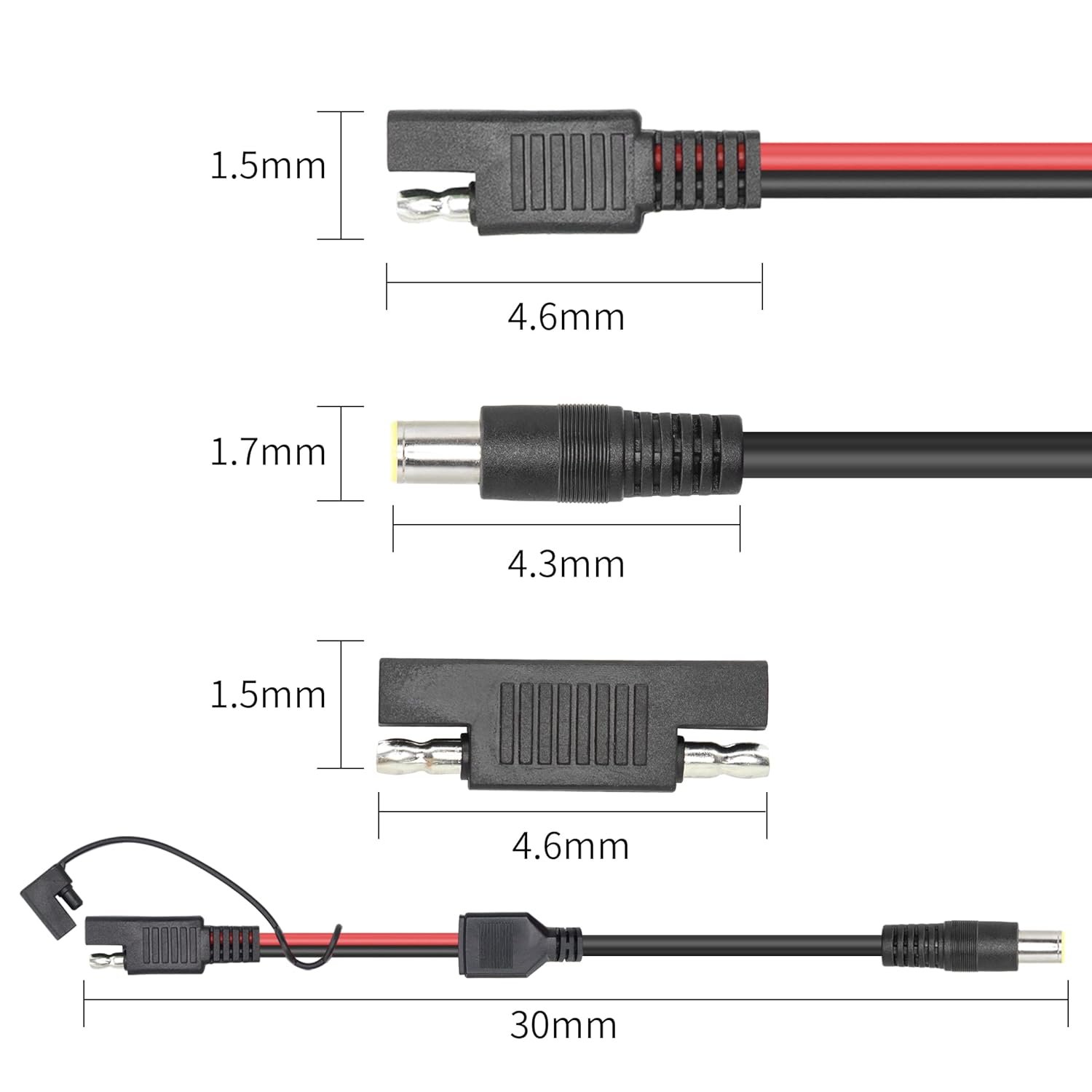 YACSEJAO SAE to DC 8mm Cable 14AWG 30cm DC 8mm Male to SAE Connector Adapter for RV & Solar Generator Portable Solar Panel - Image 6