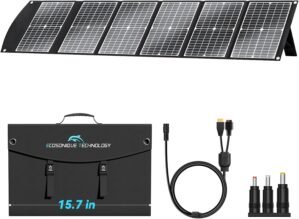 Ecosonique 100W Portable Foldable Solar Panels Charger Fast Charging with USB-C PD3.0 USB-A QC3.0 DC 20V Lightweight with Kickstand for Camping Power Station Solar Generators Cell Phones Power Banks