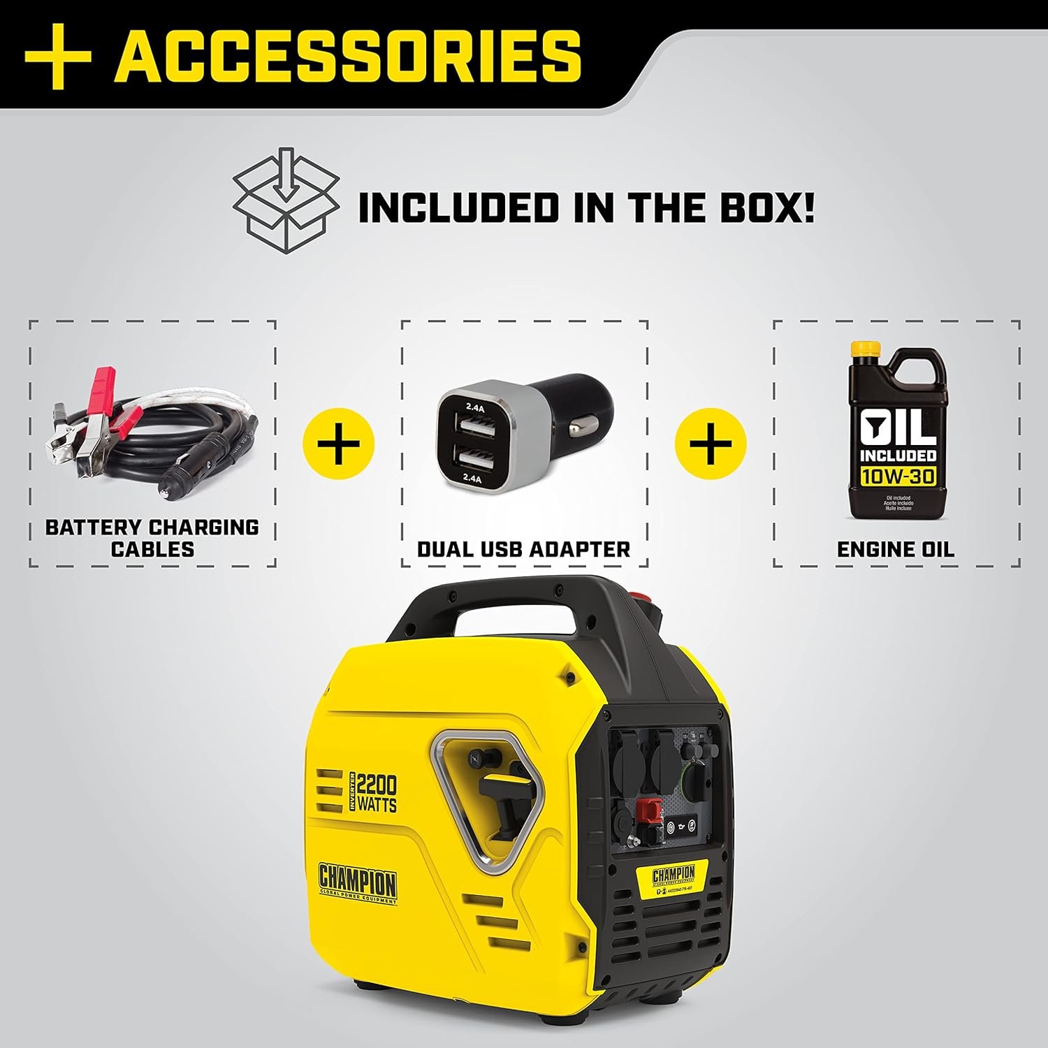 Champion Power Equipment 92001i 2200 Watt Petrol Portable Inverter Generator - 240V, 79cc Engine, 4.0L - The Mighty Atom - Super Lightweight, True Sine Wave, EZ Start, Ultra Quiet - Image 4