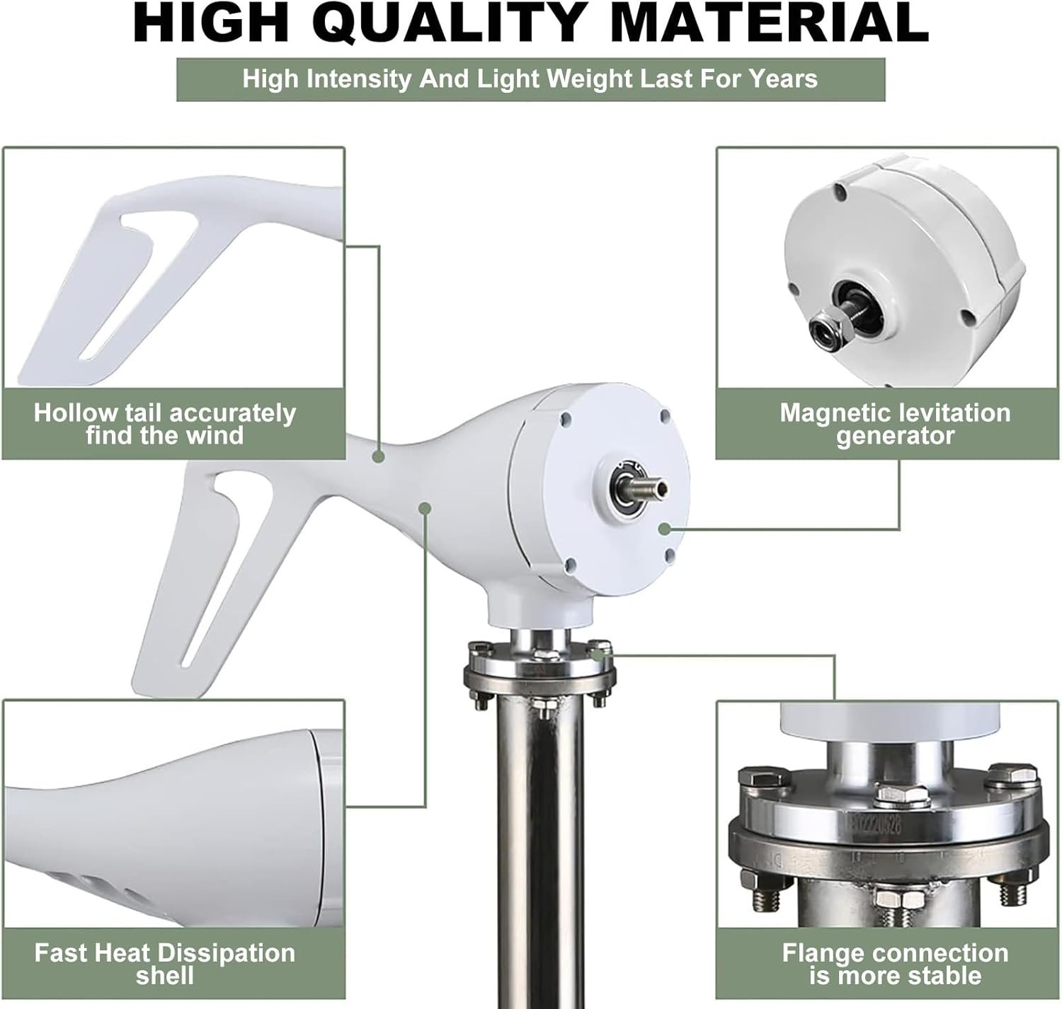 XEEAOFE Wind Turbine Generator 3000W - Small Windmill for Homes, 12V Hybrid Solar Wind Power Kit - Image 4