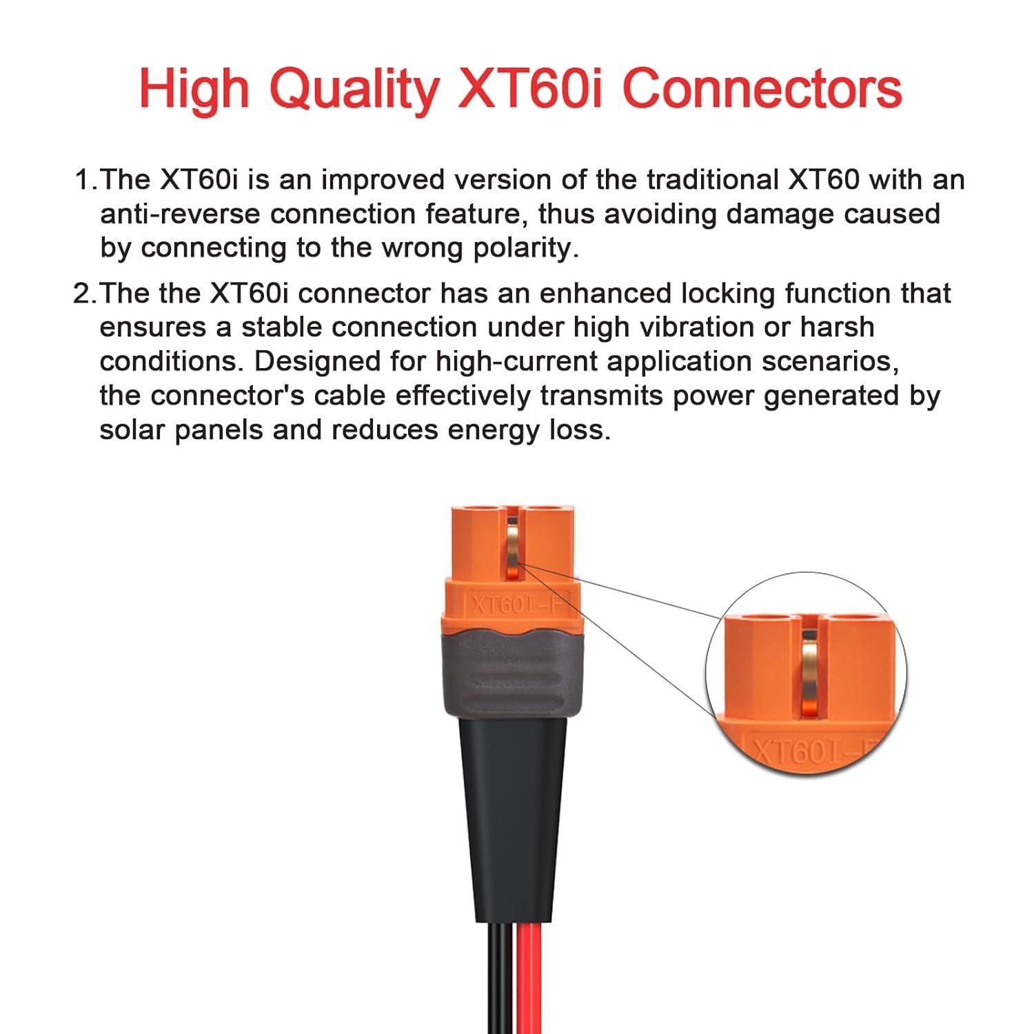 ELFCULB 10AWG 2FT SAE to XT60i Female Extension Cable with SAE Polarity Reverse Adapter for Portable Power Station, Solar Panel, Solar Generator (0.6M) - Image 2