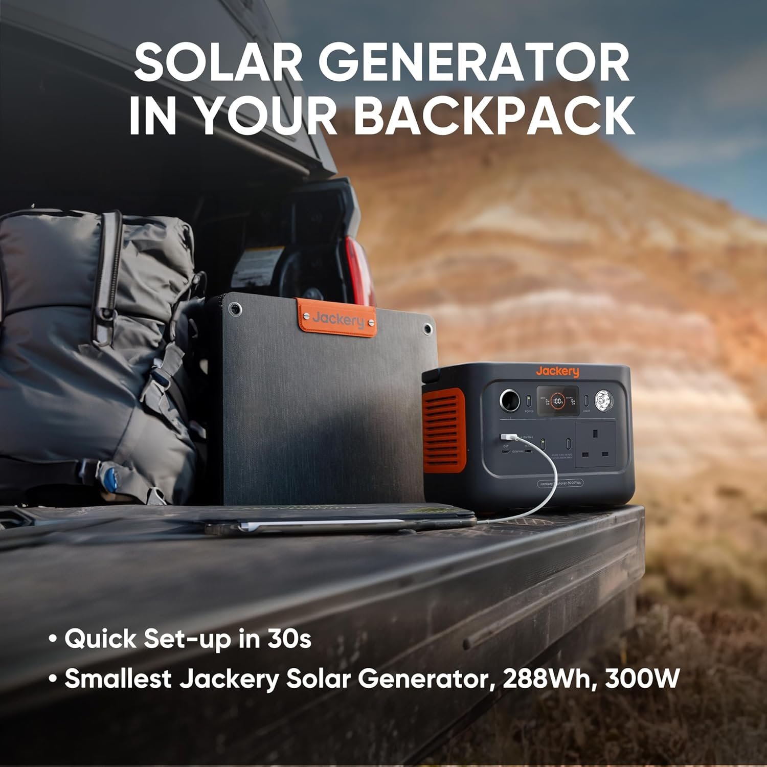Jackery Solar Generator 300 Plus 40W Mini, 288Wh Portable power station with 40W Book-sized Solar Panel, LiFePO4 Battery 300W Output for Outdoors RV Camping Emergencies - Image 3
