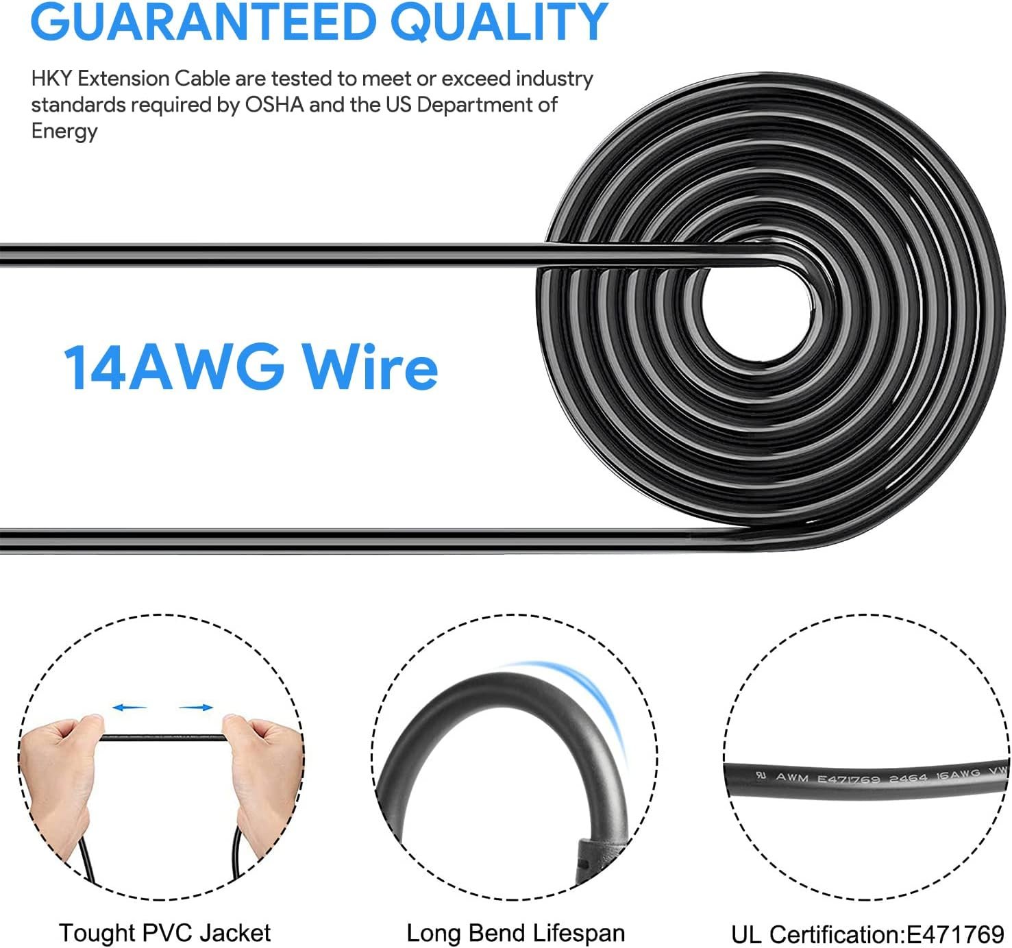 Solar Panel Extension Cable, HKY 10feet 8mm Extension Cable Female to Male Connector Power Plug for GZ Yeti Jackery 160/240/500/1000 Power Station Explorer Generator to SolarSaga 60W 100W Solar Panel - Image 4