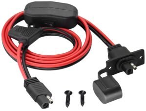 AAOTOKK SAE to SAE Solar Power Outlet Sidewall Port Cable,12AWG Weatherproof SAE Quick Connect Solar Panel Mount Universal Recessed with 20A Fuse Cable for Generator Battery Charger(1.5M/5ft-1Pack)