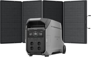 EF ECOFLOW DELTA Pro 3 Portable Power Station & 400W Solar Panel, 4096Wh LFP Battery, Expandable to 12kWh, 230V 4000W AC Output, Solar Generator for Home Use, Camping Accessories, Power Outages, RVs