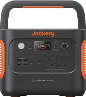Jackery Explorer 1000 Plus portable power station, 1264Wh LiFePO4 Battery with 2x 2000W AC Outlets, Expandable to 5kWh for holiday RV Camping Emergency