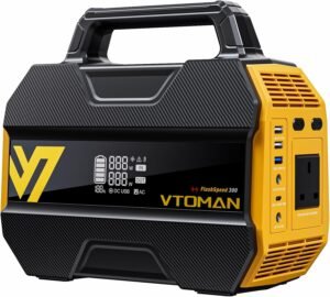VTOMAN FlashSpeed 300 Portable Power Station Up to 600W Output, 230Wh Solar Generator with LiFePO4 Battery, Fast Charging 100W USB-C, 3000 Cycles, 6 Outlets for Home, Camping, RV, Fishing