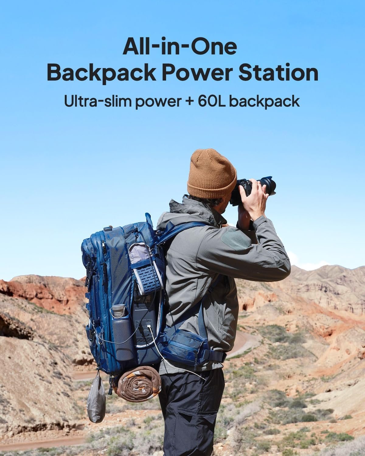 BLUETTI Solar Backpack Power Station Handsfree 2 with 60W Panel Included, 512Wh 700W LiFePO4 Generator with a 60L Backpack, All in One Solar Power System for Hiking, Photography, Travel - Image 2