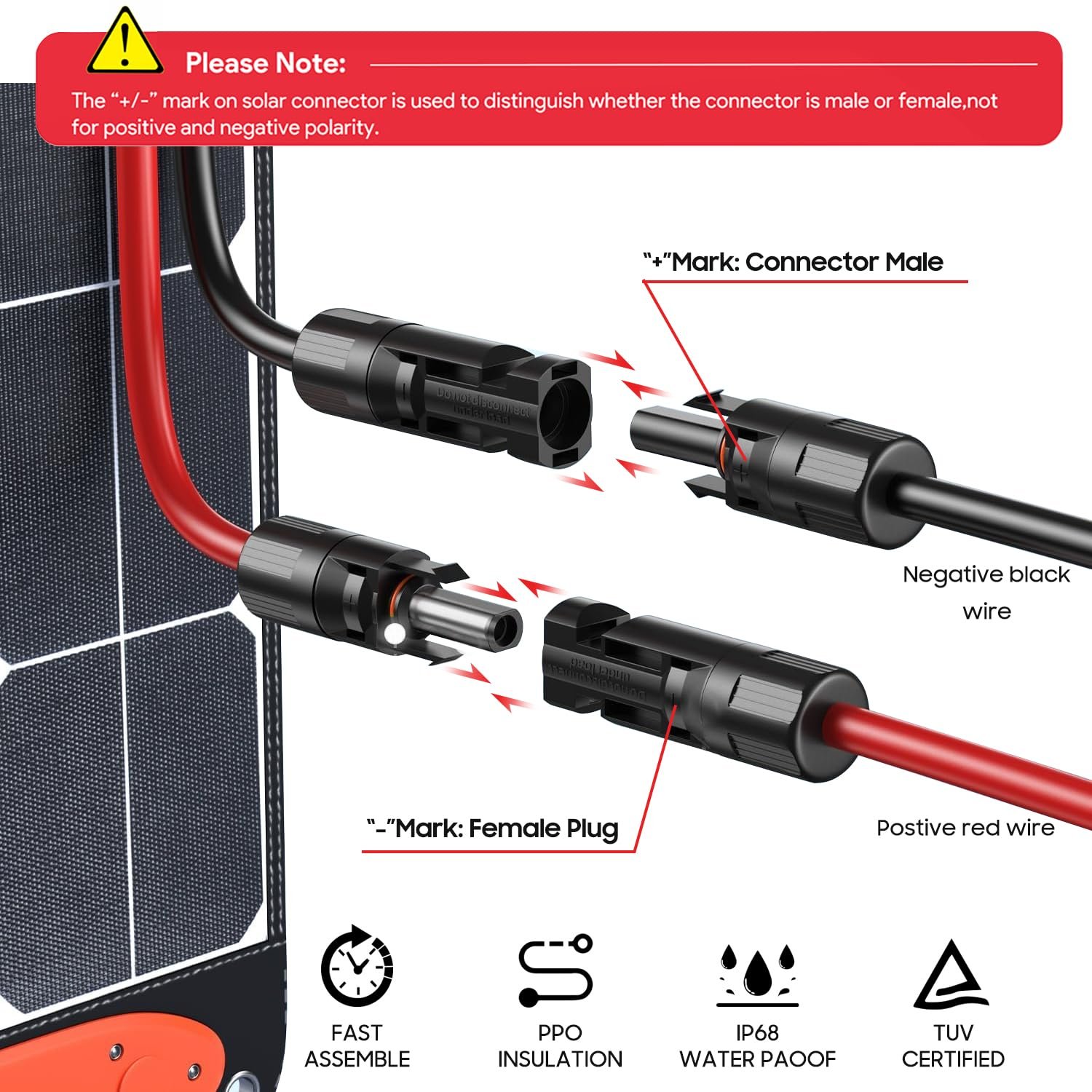 3.5M MC-4 Solar Connector to DC7909 DC8020 Extension Cable for Jackery Explorer 240 V2/1000 V2 3000 Generator BLUETTI EB3A EB70S EB55 AC180 EB120 EB150 GRECELL T300 Power Station Solar Charging Lead - Image 5