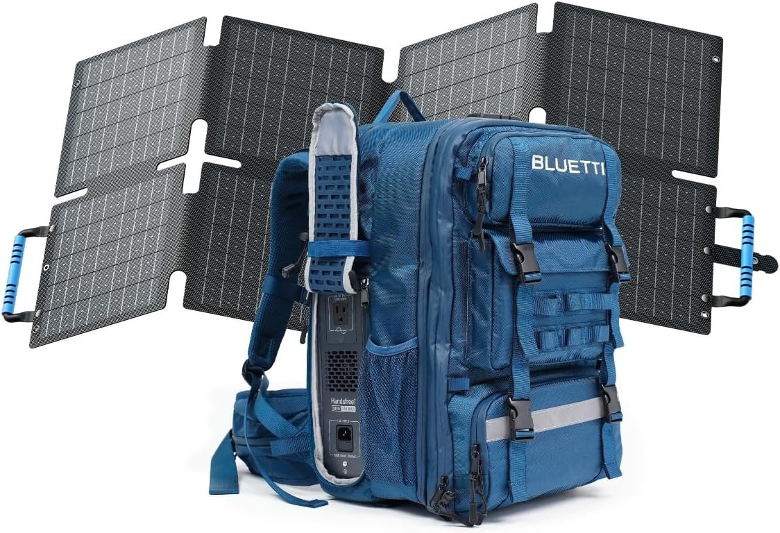 BLUETTI Solar Backpack Power Station Handsfree 2 with 60W Panel Included, 512Wh 700W LiFePO4 Generator with a 60L Backpack, All in One Solar Power System for Hiking, Photography, Travel