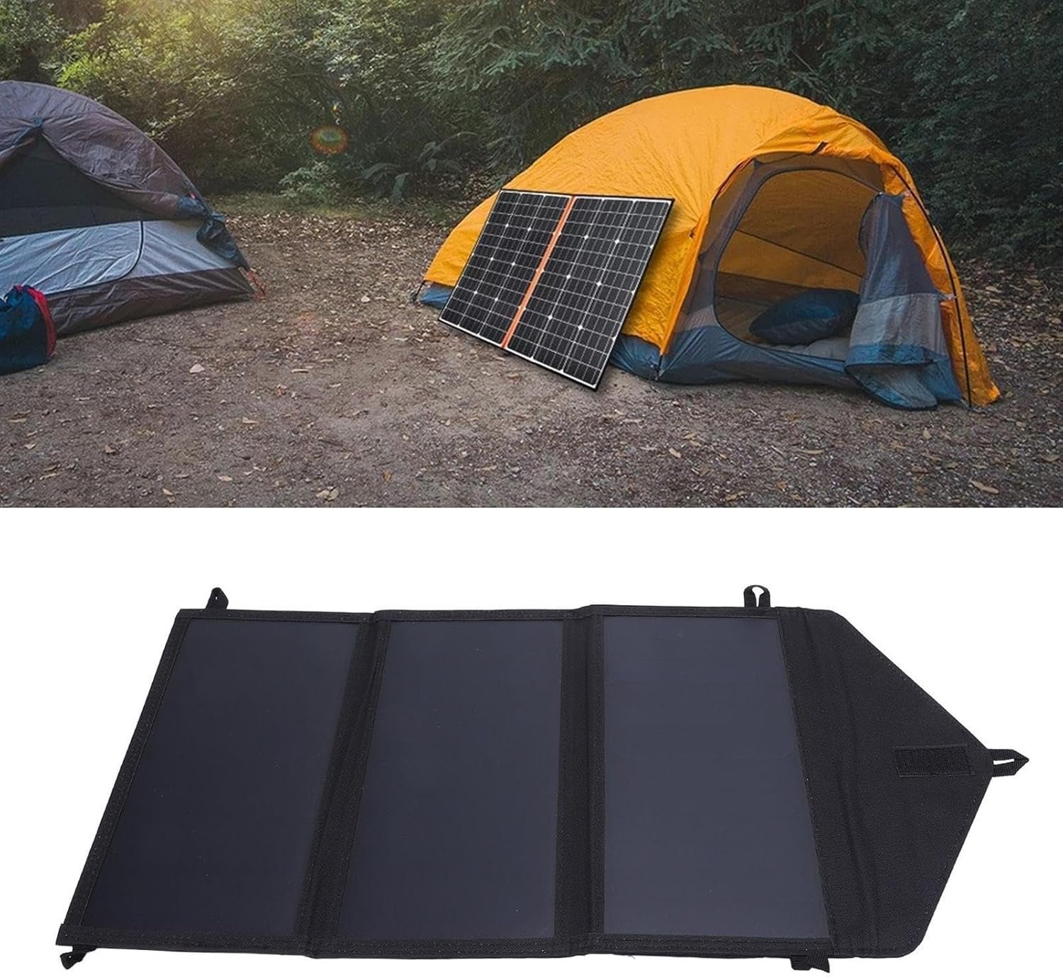 Solar Charger, Tri-Fold Portable 100W Solar Battery Generator Panel 58x29cm, Double USB Power Bank for Laptops, Smartphones, Ideal Fishing, Road Trips and Outdoor Adventures - Image 8