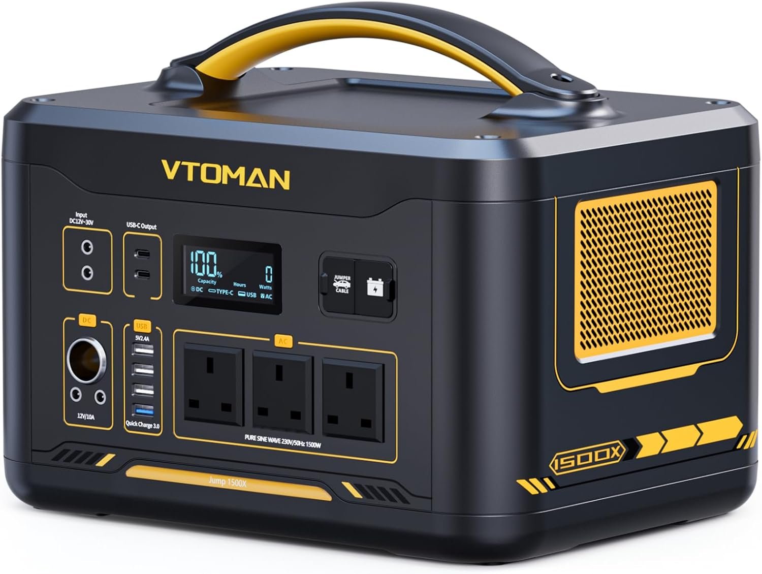 VTOMAN 1500W Portable Power Station - 828Wh Solar Generator LiFePO4 Battery Power Station, Dual 100W PD Type-C & Regulated DC, Capacity Expandable to 2376Wh for Camping, Travel, Off-grid Life, Backup