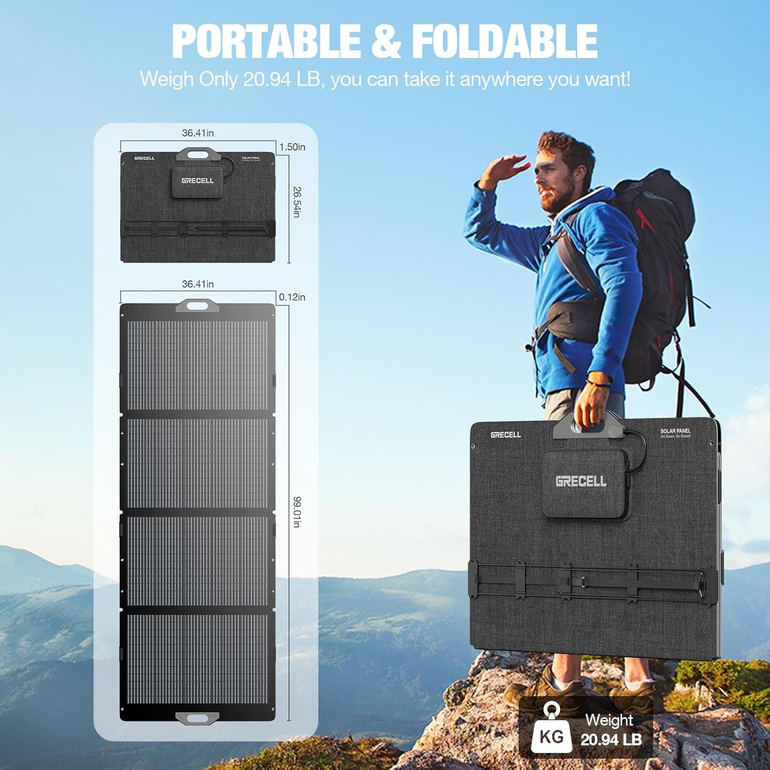GRECELL 350W Portable Solar Panel for Power Station Generator, Foldable Solar Panel, 37.4V High-Efficiency Solar Charger 350W Power Backup with XT60/Anderson Output for Outdoor Van Camper Off-Grid - Image 5