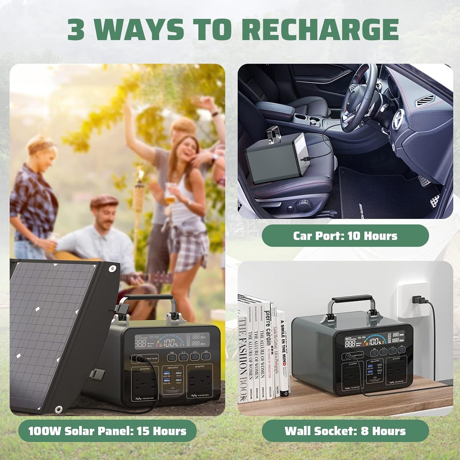 Huanyu Power Station 500W Outdoor Generator 500Wh Camping Power Bank Supporting Quick Charge with 8 AC/DC/USB Outputs Solar Power Generator with LED Lamp for Camping, Road Trip and Home - Image 5