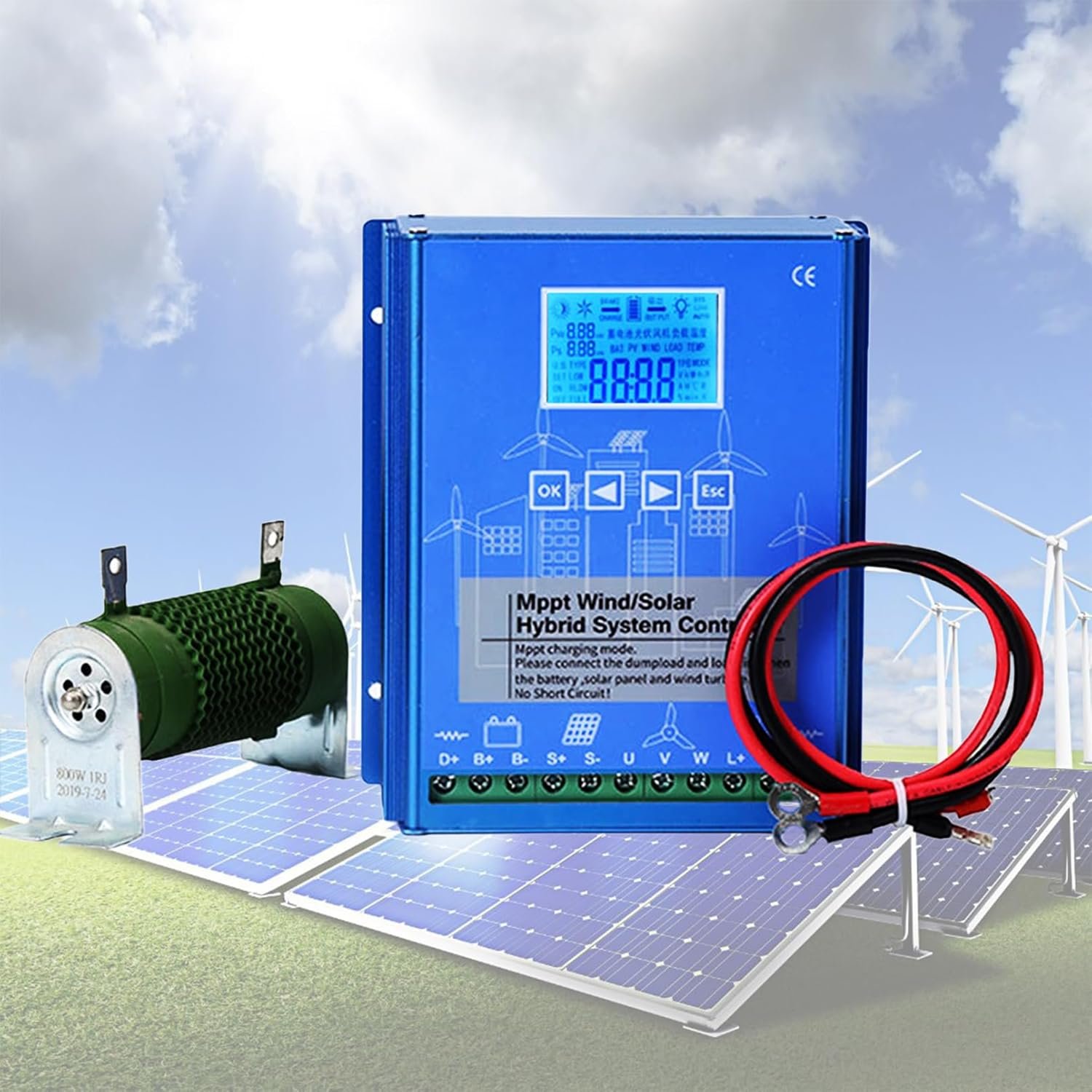 Wind Solar Hybrid Controller,Wind Turbine Generator,Solar Power,Mppt Charge Controller,With Lcd Display And Dump Load,For Outdoor Street Lights, Motorhomes, Etc.(Kgfvesdc-12/24v-Wind400w/Light400w)