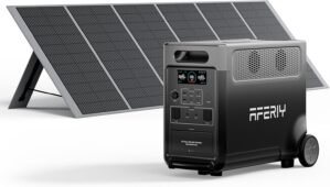 AFERIY Portable Power Station 3600W with 400W Portable Solar Panel, Expandable Capacity up to 11520Wh, Portable Power Station 3840Wh LiFePO4, Silent Solar Generator for Home Backup, Camping, Off-Gird