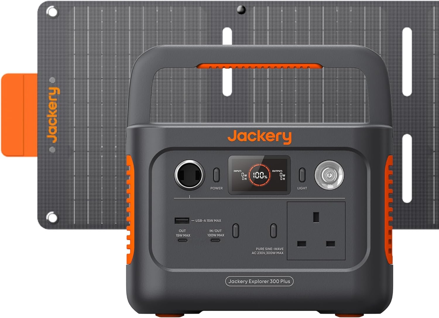 Jackery Solar Generator 300 Plus 40W Mini, 288Wh Portable power station with 40W Book-sized Solar Panel, LiFePO4 Battery 300W Output for Outdoors RV Camping Emergencies