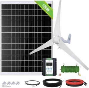ECO-WORTHY 520W Solar Wind Power Kit: 400W Wind Turbine Generator+ 120W Monocrystalline Solar Panel for Off Grid 12 Volt Home Battery Charging Emergency Use¡­