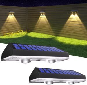 HAMLITE Solar Fence Lights Outdoor Garden: Solar Wall Lights Outdoor Waterproof – Solar Powered Garden Fence Lights 3 Color Modes for Deck Patio Decking Gate Yard Decoration 2-Pack