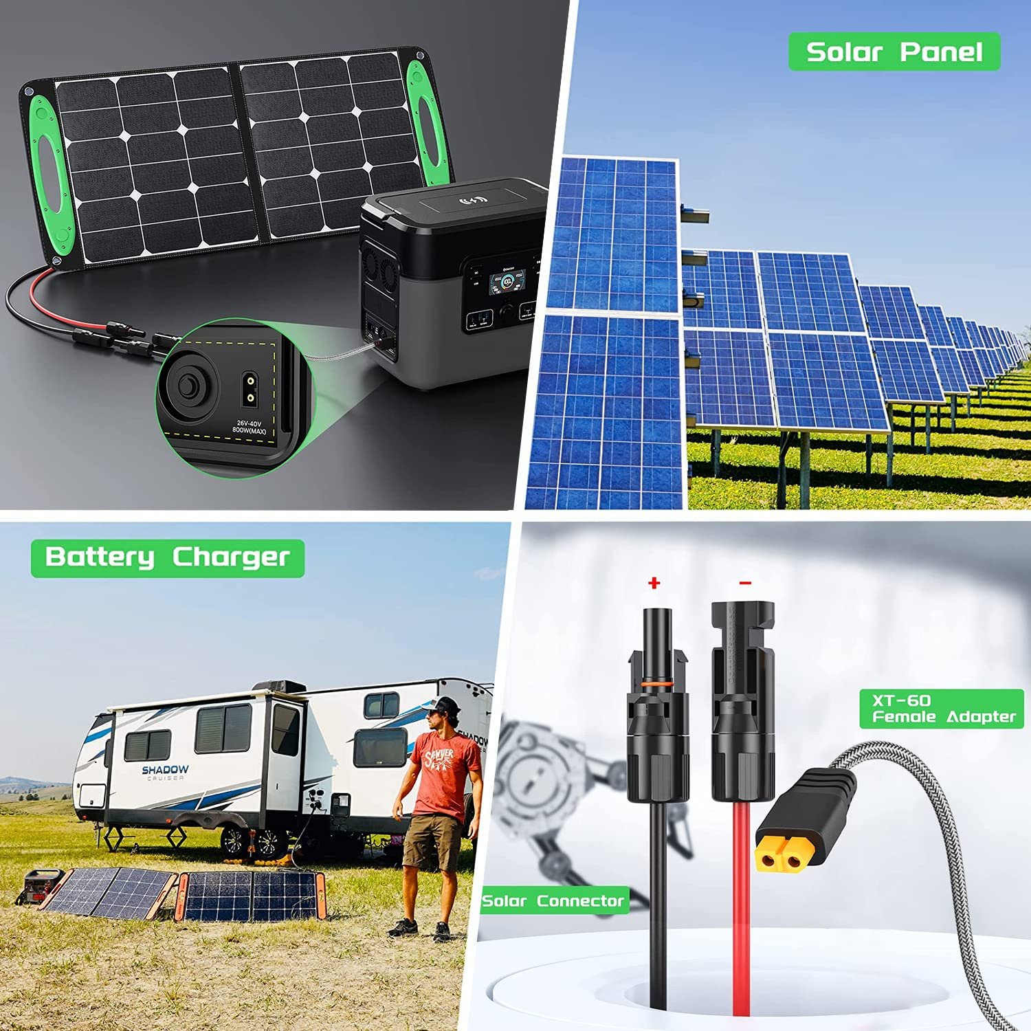 HKY Solar Panels Extension Cable Female Male Connector to XT60 Power Cable 11FT 3.5M Solar Connector for Bluetti ECOFLOW Delta River Portable Power Station Generators Lipo Battery XT60 Charging Plug - Image 2