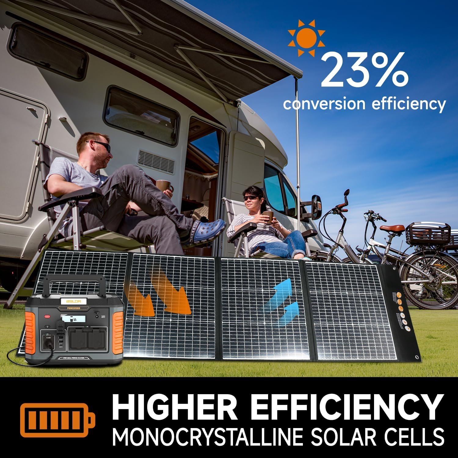 BALDR Solar Panels 200W Monocrystalline Portable Folding Solar Charger for Solar Generators and Portable Power Stations,Solar Panel Kit for Camping, Off Grid Living - Image 2