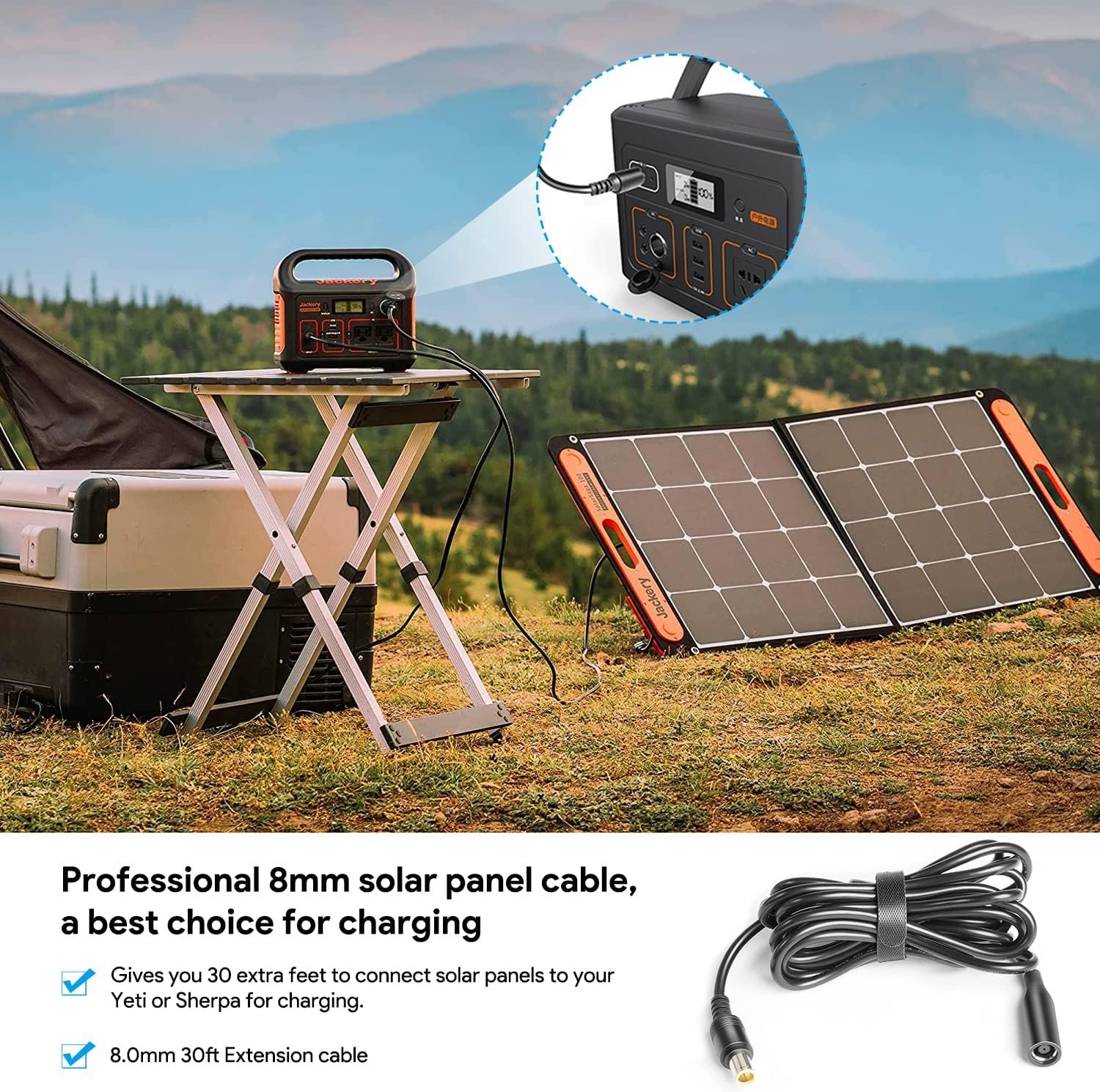 Solar Panel Extension Cable, HKY 10feet 8mm Extension Cable Female to Male Connector Power Plug for GZ Yeti Jackery 160/240/500/1000 Power Station Explorer Generator to SolarSaga 60W 100W Solar Panel - Image 5