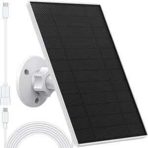 Solar Panel Charger Compatible with Eufycam 3/3C/2C/2C Pro/E40/E20/2/2 Pro/E/L20/L40/Solo/SoloCam Spotlight, 5W Solar Panel for Eufy Camera, Micro USB & USB-C Port, 9.8ft Cable, P65 Waterproof