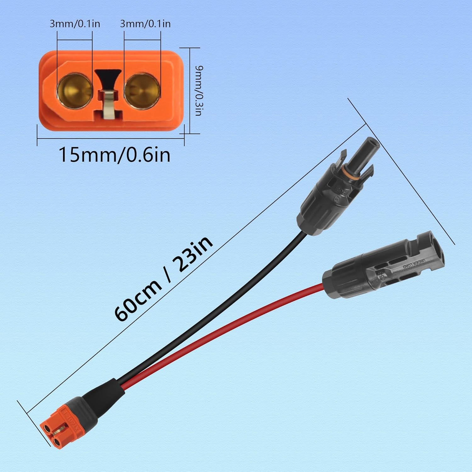 GELRHONR Solar Connector to XT60i Cable, 12AWG Solar to XT60i-F Extension Adapter Cable for Solar Panel RV Portable Power Station Solar Generator (1.5M/4.9Ft) - Image 7