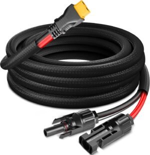 Naponal 12AWG-20ft Advanced Solar to XT60 Charging Cable,Redesign Solar Panel Connector to XT60i Adapter Extension Wire for EF ECOFLOW RIVER DELTA Portable Power Station RV Solar Panel Solar Generator