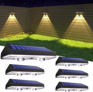 HAMLITE Solar Fence Lights Outdoor Garden: Solar Wall Lights Outdoor Waterproof – Solar Powered Garden Fence Lights 3 Color Modes for Deck Patio Decking Gate Yard Decoration 6-Pack