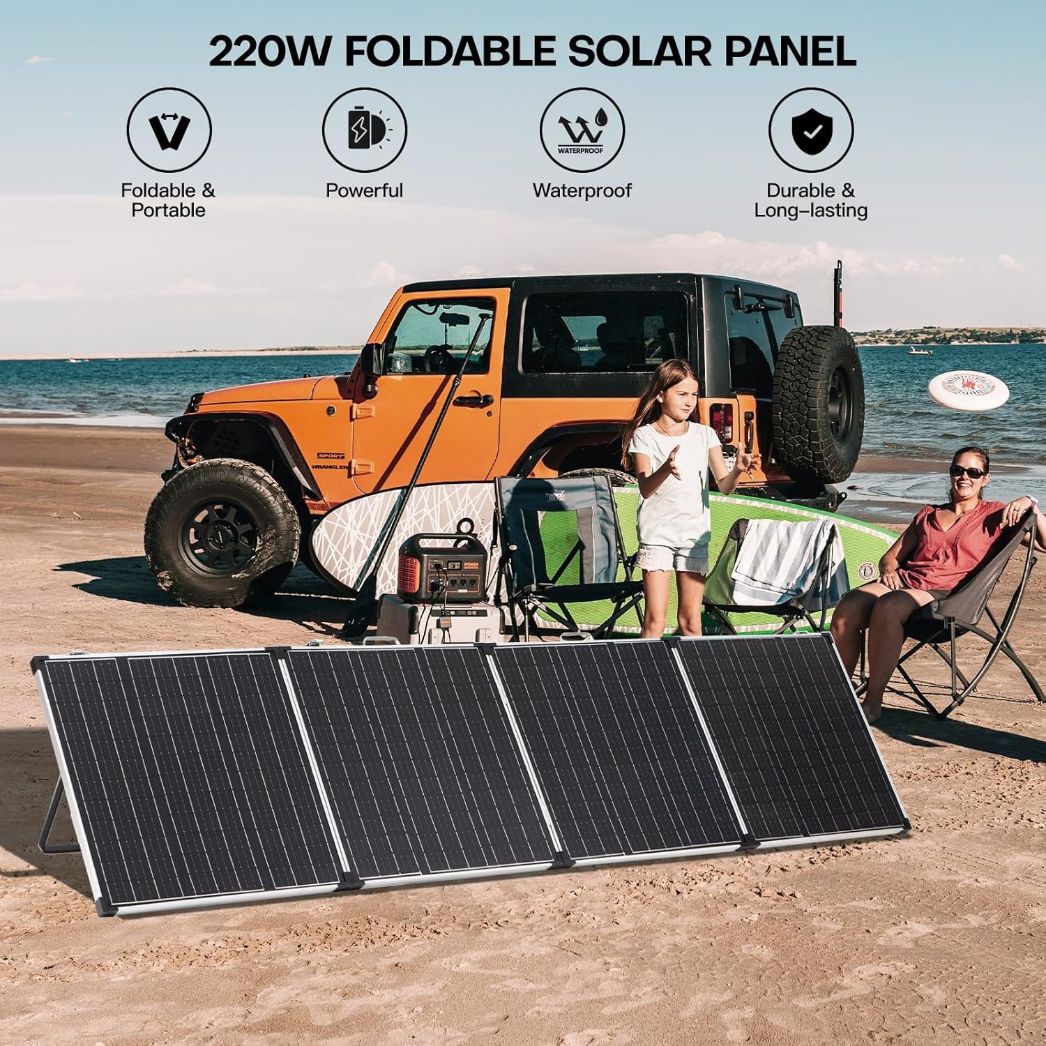 Panana 220W Foldable Solar Panel, 18V Portable Monocrystalline Solar Suitcase with SAE Connector Kit, Charge Controller, Mount Bracket for Off Grid Camping Car RV Marine Boat Battery (220W) - Image 6