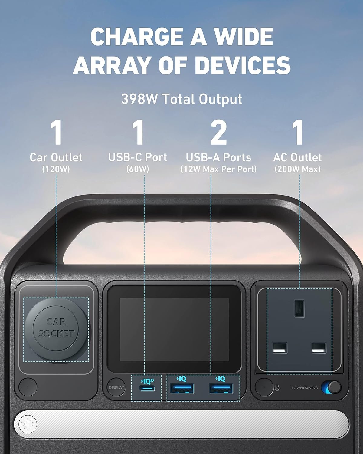 Anker 521 Portable Power Station Upgraded with LiFePO4 Battery, 256Wh 5-Port PowerHouse, 300W (Peak 600W) Solar Generator (Solar Panel Optional), 2 AC Outlets, 60W USB-C PD Output, Outdoor Generator - Image 6