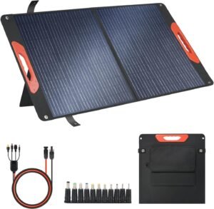 iFvBey 100W Foldable Solar Panel – Charger for Power Stations | Monocrystalline 23.5% High Efficiency QC3.0 USB-A/USB-C Output | IP65 Waterproof | Portable for Camping, RV, Emergency Blackout