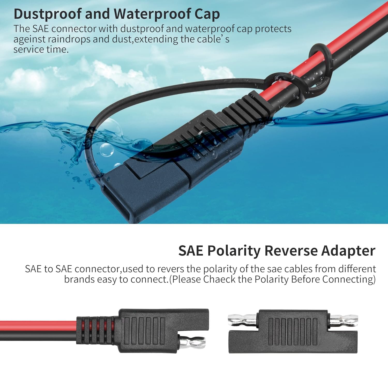 YACSEJAO SAE to DC 8mm Cable 14AWG 30cm DC 8mm Male to SAE Connector Adapter for RV & Solar Generator Portable Solar Panel - Image 4