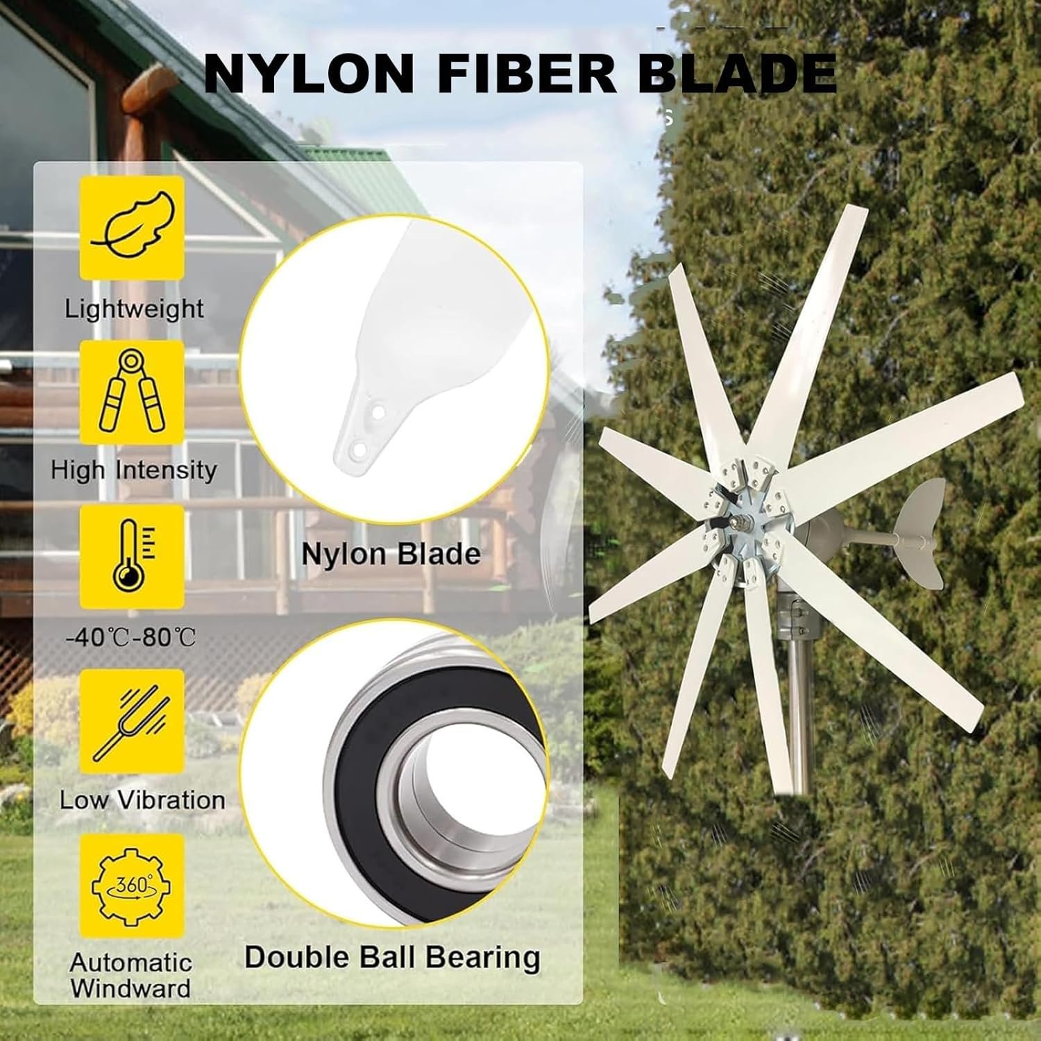 XEEAOFE Wind Turbine Generator 3000W - Small Windmill for Homes, 12V Hybrid Solar Wind Power Kit - Image 3