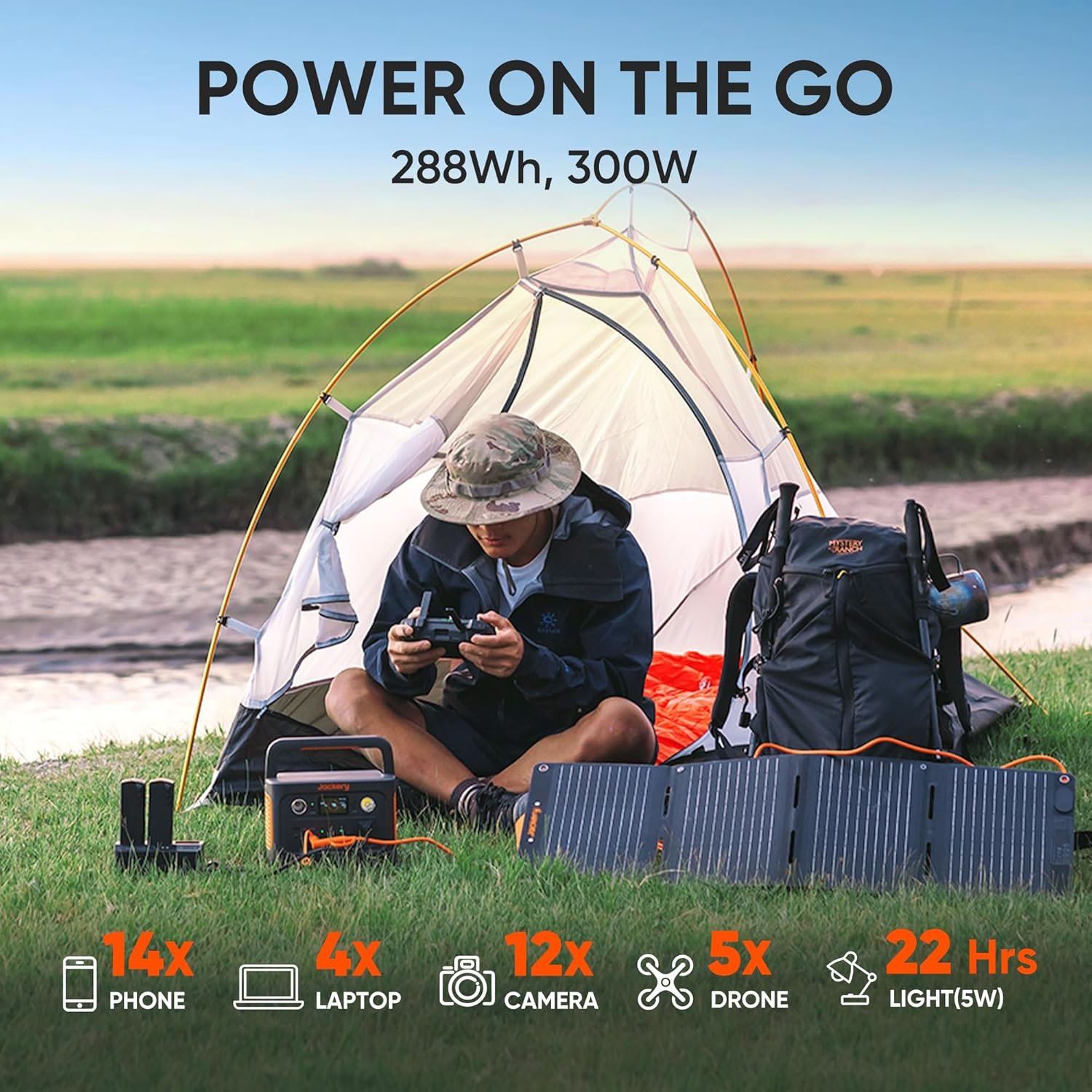 Jackery Solar Generator 300 Plus 40W Mini, 288Wh Portable power station with 40W Book-sized Solar Panel, LiFePO4 Battery 300W Output for Outdoors RV Camping Emergencies - Image 6
