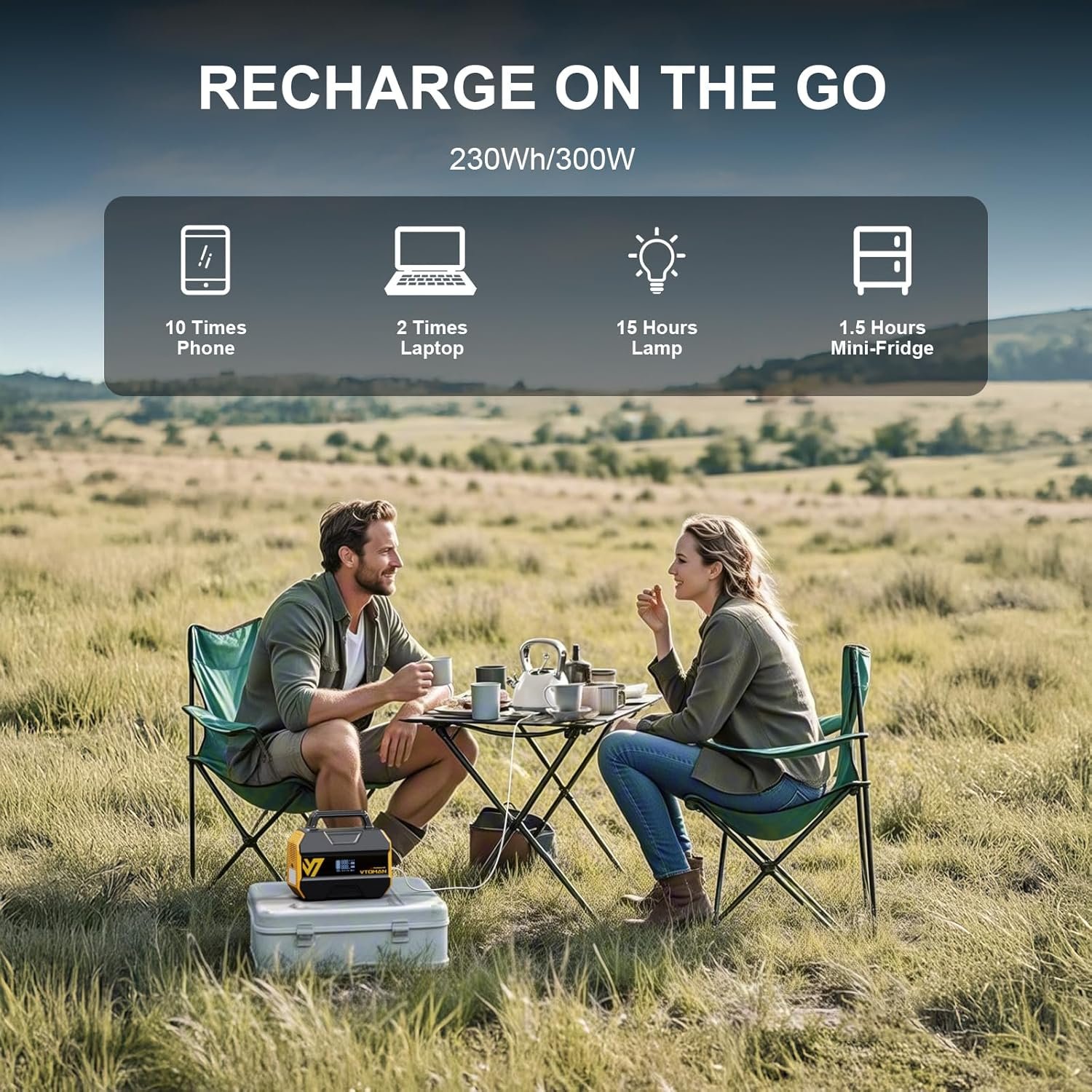 VTOMAN FlashSpeed 300 Portable Power Station Up to 600W Output, 230Wh Solar Generator with LiFePO4 Battery, Fast Charging 100W USB-C, 3000 Cycles, 6 Outlets for Home, Camping, RV, Fishing - Image 7