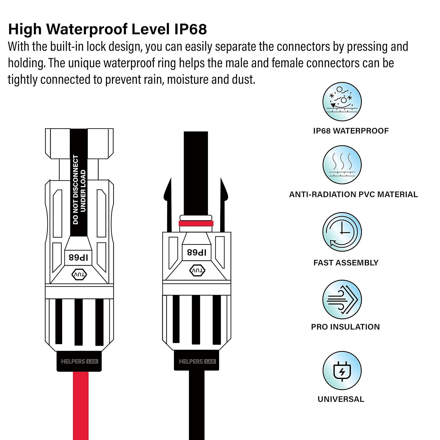helpers lab Solar Panel Connector to DC7909 8mm Adapter Cable Solar Connectors Extension Cable for GZ Yeti Jackery Solar Generator Portable Power Station 6ft - Image 5