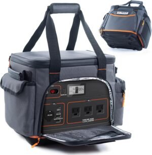 FRECOLSH Travel Carrying Case Compatible with Jackery Explorer 1000, Portable Power Station Storage Case with Waterproof Bottom and Pocket for Jackery Accessories Solar Generator Storage Bag Only