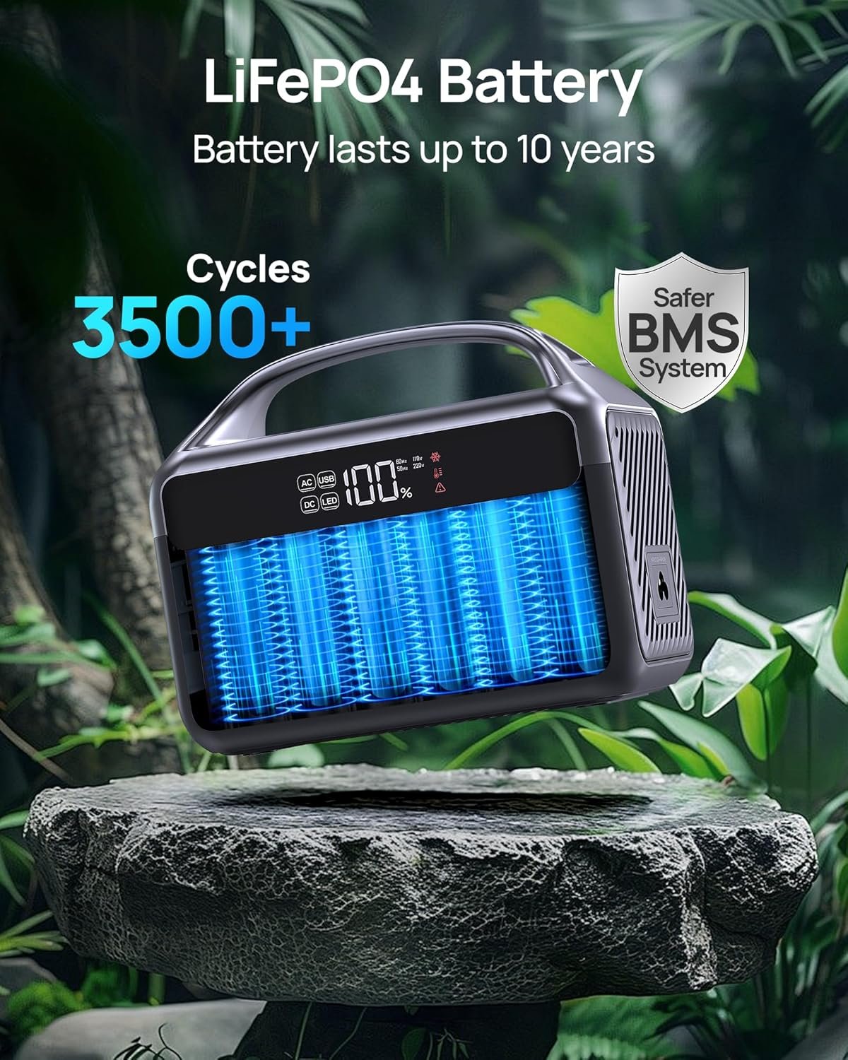 DaranEner - Portable Power Station, 192Wh LiFePO4 Battery with 2 x 300W AC Outlets, 5lb Ultra Light Power Bank Station, Solar Generator for Outdoor Camping - Image 6